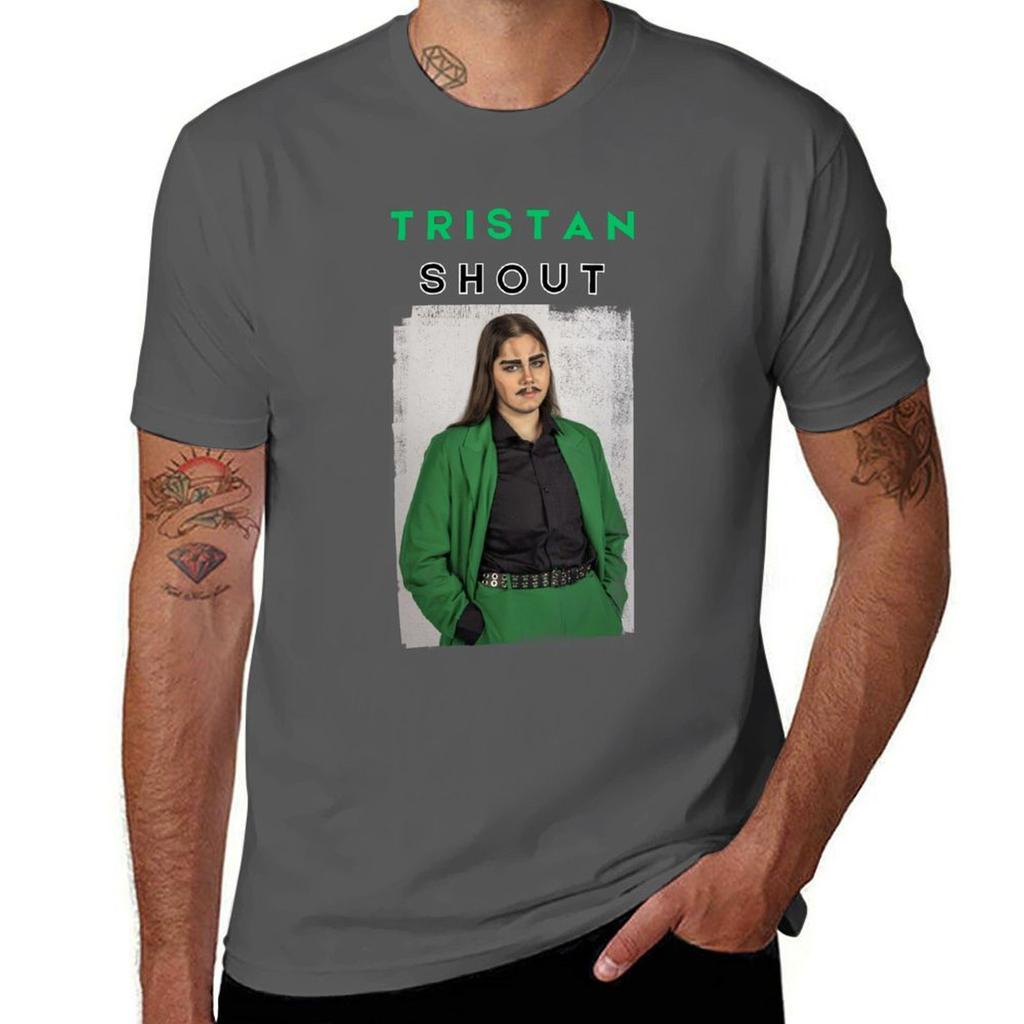 Tristan Shout Green TShirt Fashion Letter Print TShirt