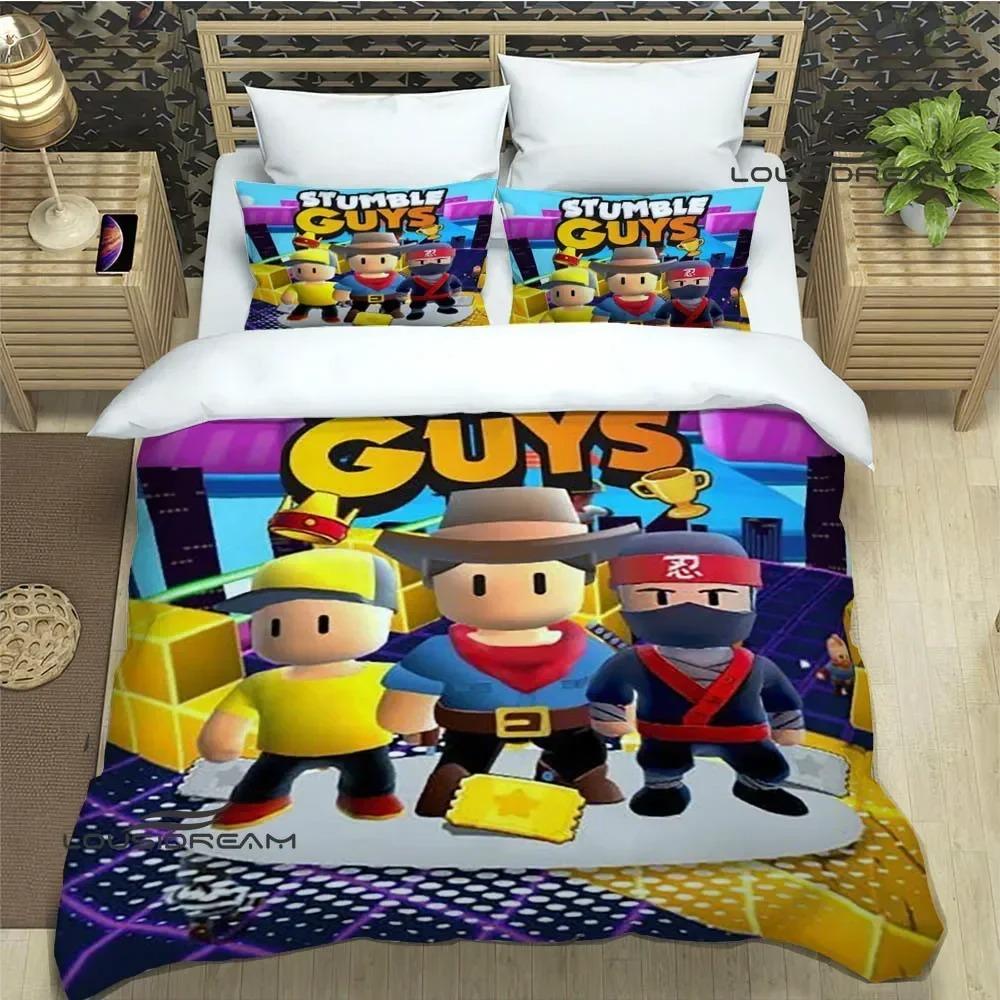 3D Мультяшный Игровой Комплект Постельного Белья Stumble Guys Пододеяльник Комплект Одеял Изысканные Принадлежности для Кровати для Детей Подростков