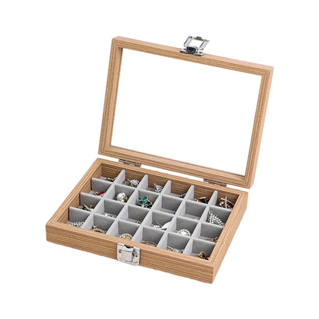 Elegant Wooden Jewelry Box with Dustproof Lid Necklace and Ring Organiser Case Accessories Storage Container for Home