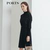 PORTS Women's Long Sleeve Black Check Midi Dress