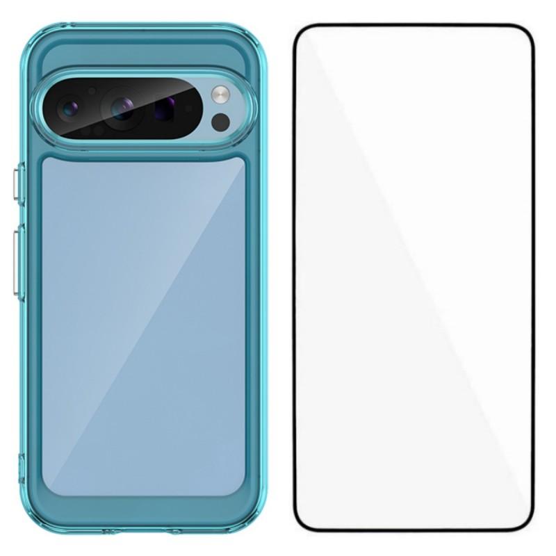 For Google Pixel 9 Phone Case WANLONFENG XC Series TPU Acrylic Cover with Tempered Glass (Big Lens Hole)
