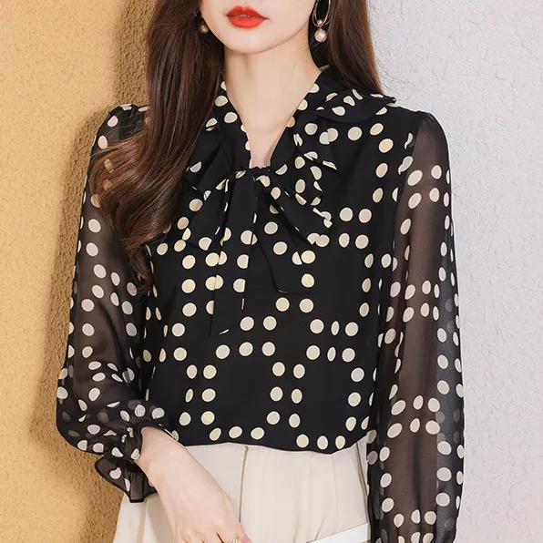 Весенне-осенний женский пуловер с v-образным вырезом и пуговицами, шифоновая футболка с раздельными рукавами, модные повседневные праздничные элегантные топы