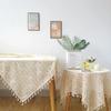 Vintage Crochet Tablecloth Hollow Out Beige Lace Rectangle Wrinkle-Free Table Cloth for Kitchen Dining Party Wedding Decorations