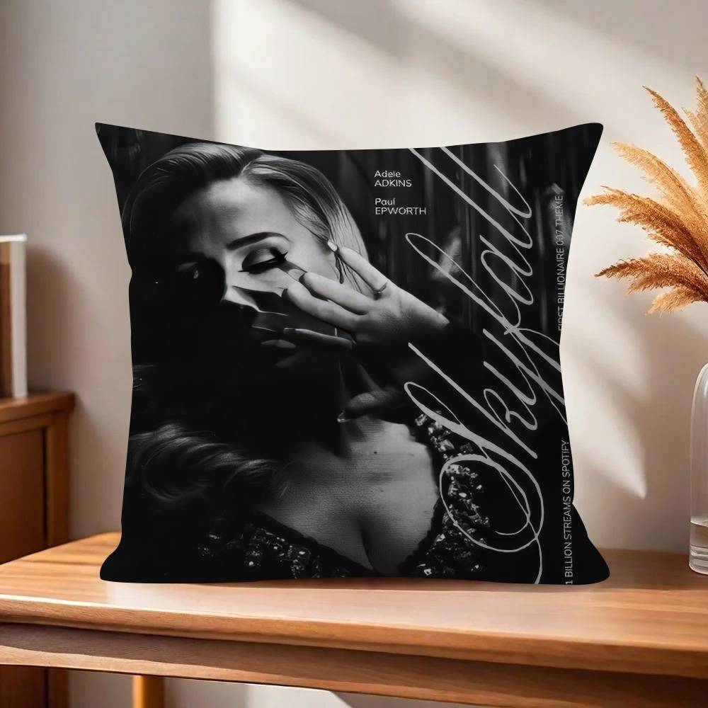 Singer Adele black Pillow Covers Cartoon Sofa Decorative Home Doublesided Printing Short Plush Cute Cushion Cover