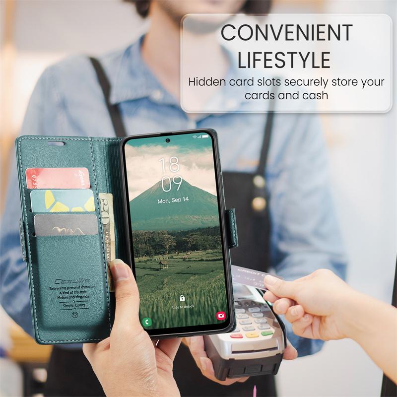 CaseMe Кожаный чехол-книжка для Samsung Galaxy A57 5G A37 A17 A07 A56 A36 A26 A16 A55 A35 A25 A15 A54 A34 A24 A14 A73 A53 A13 A52 Кошелек с отделениями для карт
