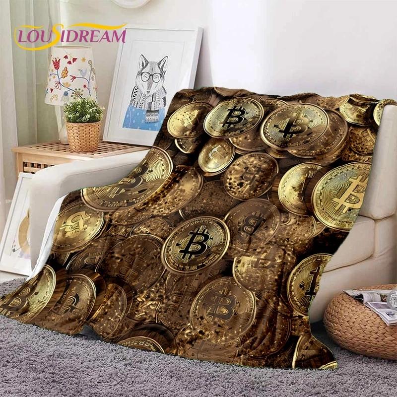 Bitcoin 3D Virtual Currency NFT Blanket,Soft Throw Blanket for Home Bedroom Bed Sofa Picnic Travel Office Cover Blanket Kid gift