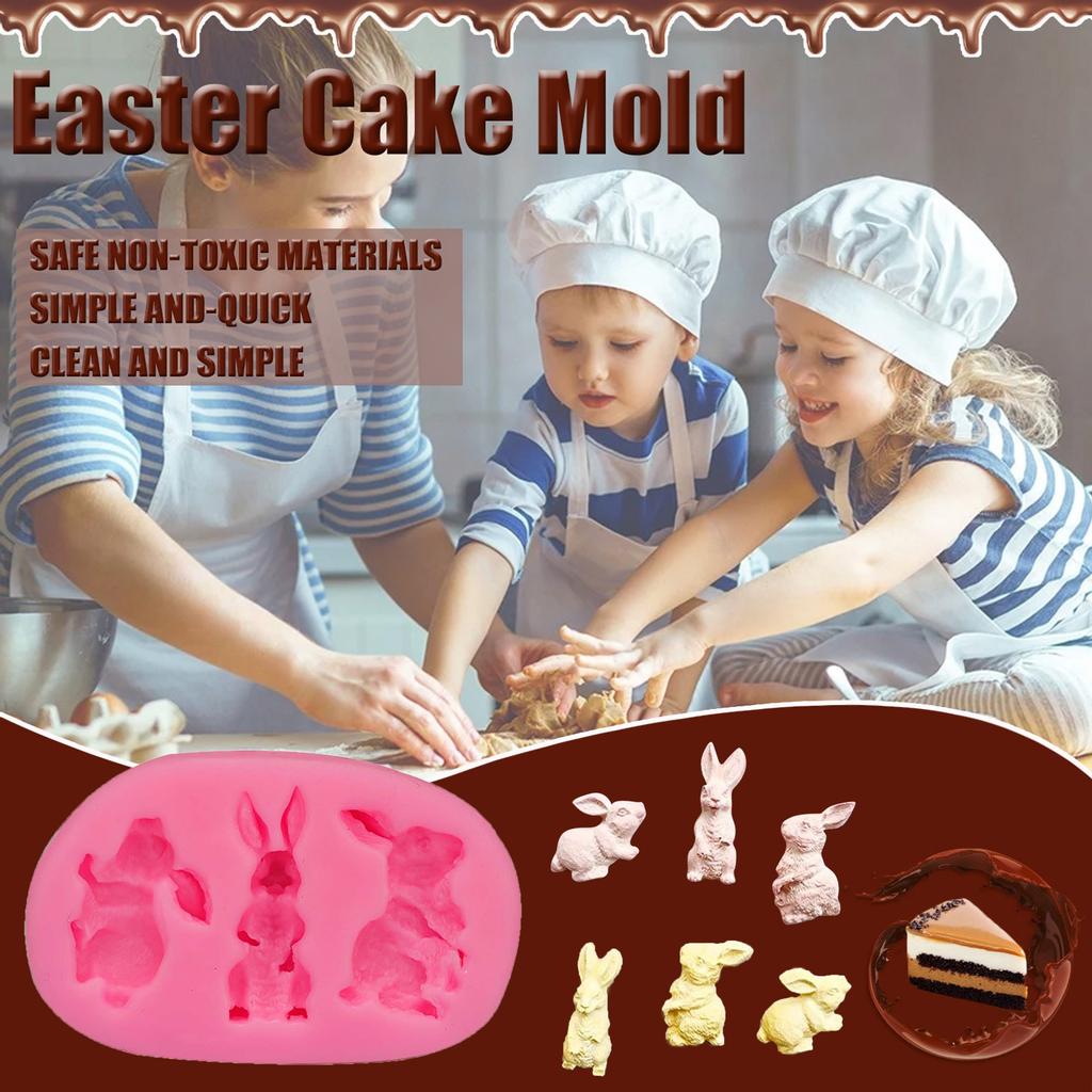 Пасхальная силиконовая форма для выпечки, украшение для торта, корзина с кроликом, цветок, кролик, яйца
