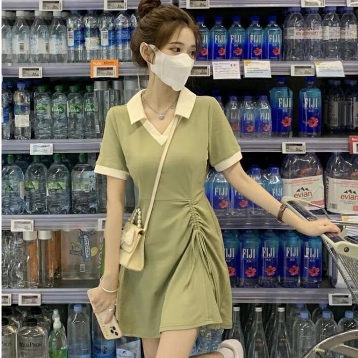 Летнее платье с коротким рукавом на кулиске в японском стиле 2025 для женщин