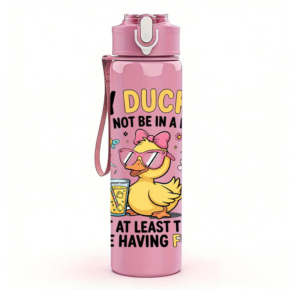 1PC My Ducks Sassy Quote Graphic,750ml Color Plastic Sports Water Bottle,Leakproof Flip Straw Lid,Suitable for Sports Office Home Use
