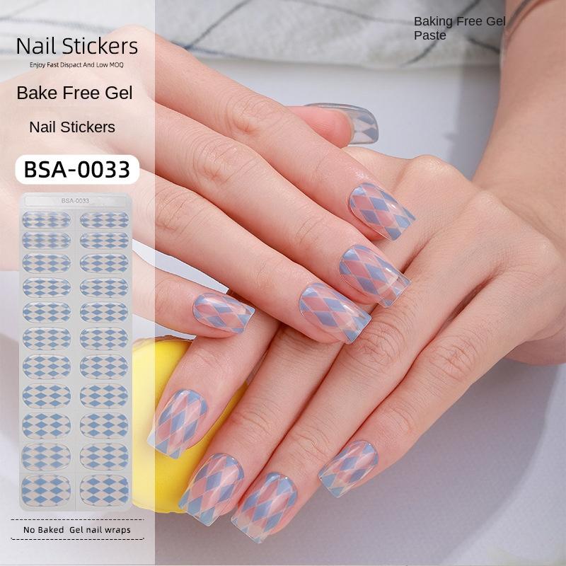 Bake-free Gel Manicure Stickers French Onion Powder Semi-cured Nail Stickers