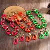 Female Resin Fluorescent Necklace And Earrings Jewelry Set With Electroplated Finish For Autumn