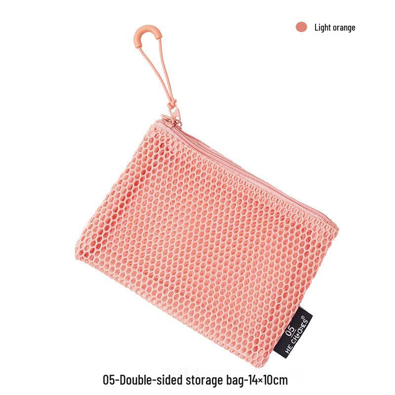 Дофаминовая женская дорожная косметичка с двойной молнией: Портативный сетчатый органайзер для косметики и макияжа