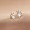 Leaf Pearl Earrings Women'S Small Earrings Fashion Personality Design Temperament Earrings