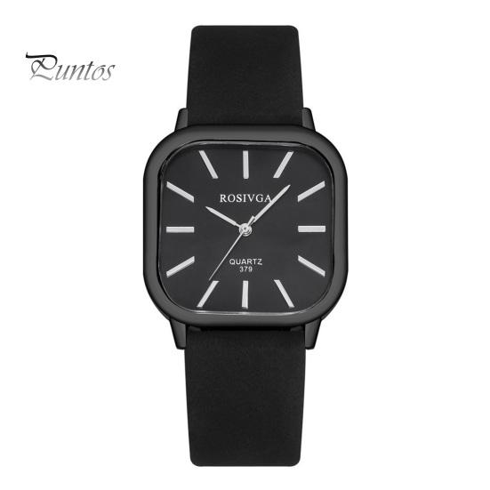 Square Quartz Watch Simple Elegant Adjustable Men Lady Minimalistic Design Anti-rust Faux Leather Quartz Watch
