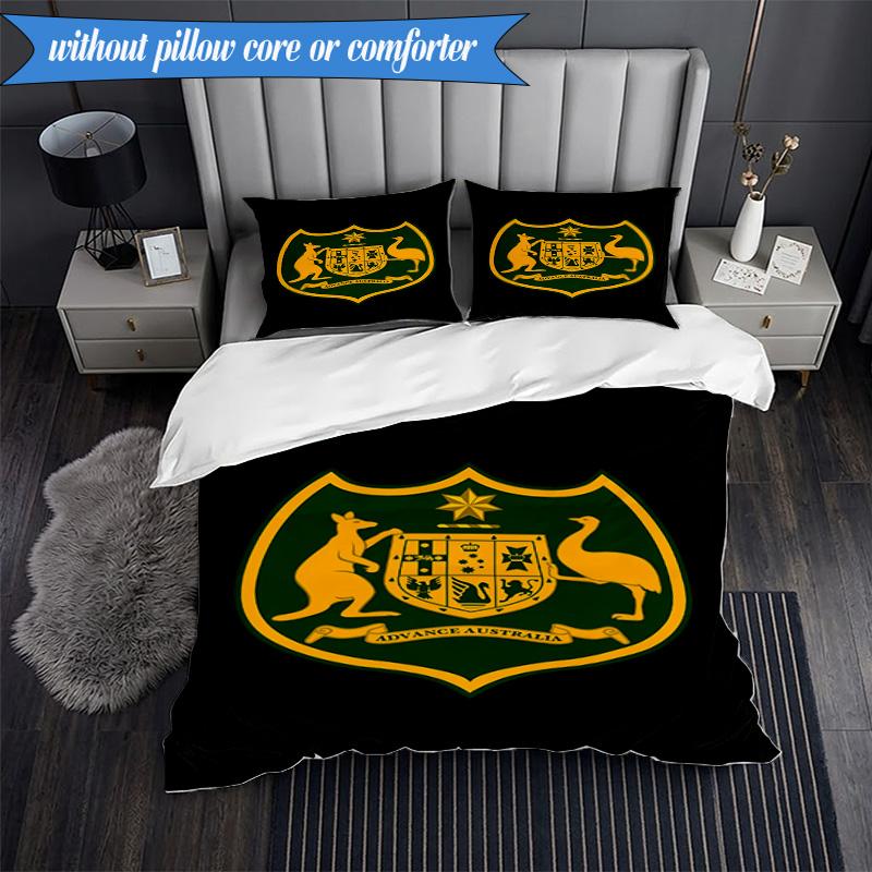 3PCS Australia Coat Of Arms Emblem Bedding Set 2D Printing (Includes 1 Duvet Cover + 2 Pillowcases Coreless), Bedroom decor,Fan gift