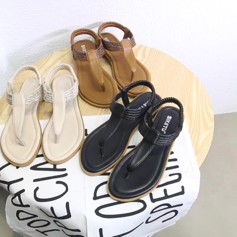European And American Summer Sandals Comfortable Breathable And Fashionable Commuting Casual Flat Shoes One-Liner Elastic Band