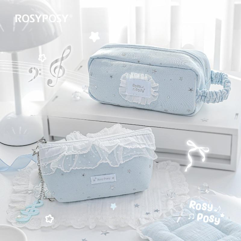 RosyPosy мягкие принадлежности, кружевная пенал-карандашница со звездами, высококачественная вместительная пенал-карандашница с прозрачным окошком, пенал-карандашница для девочек