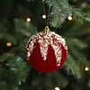 Festive Burgundy Party Supplies Velvet Christmas Ball Ornaments, 3.15 Inch Glitter Flocked Tree Ornaments Decoration, Plastic Shatterproof Hanging