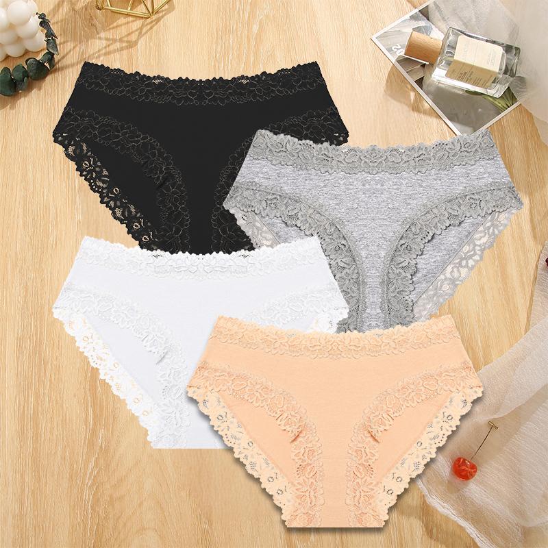 4 шт./компл. женские хлопковые трусики 5 цветов S-XL трусы сексуальные кружевные цветочные трусы женские удобные эластичные нижнее белье
