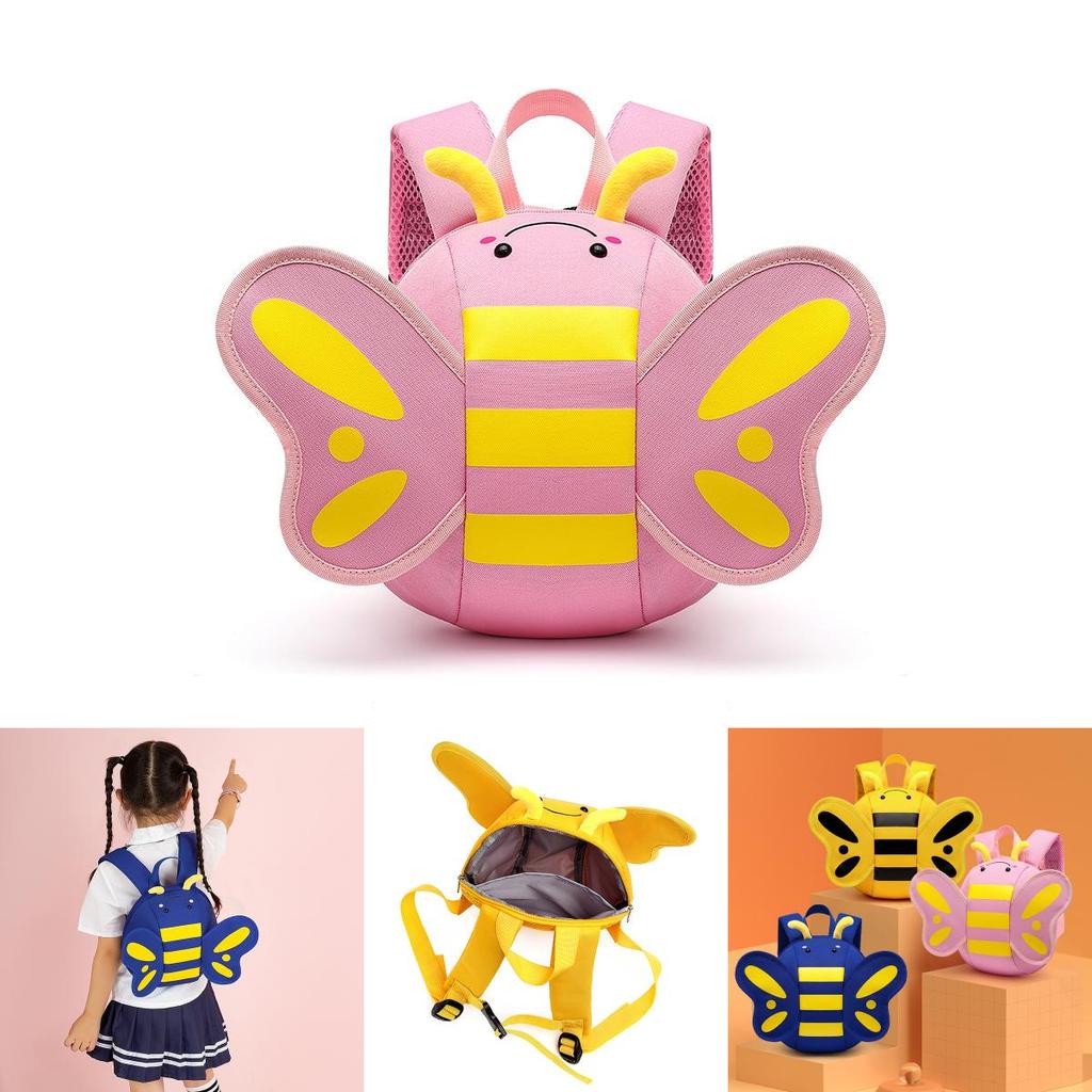 Bee Cartoon Adorable Toddler Backpack For Boys And Girls With Breathable And Waterproof Nylon Material