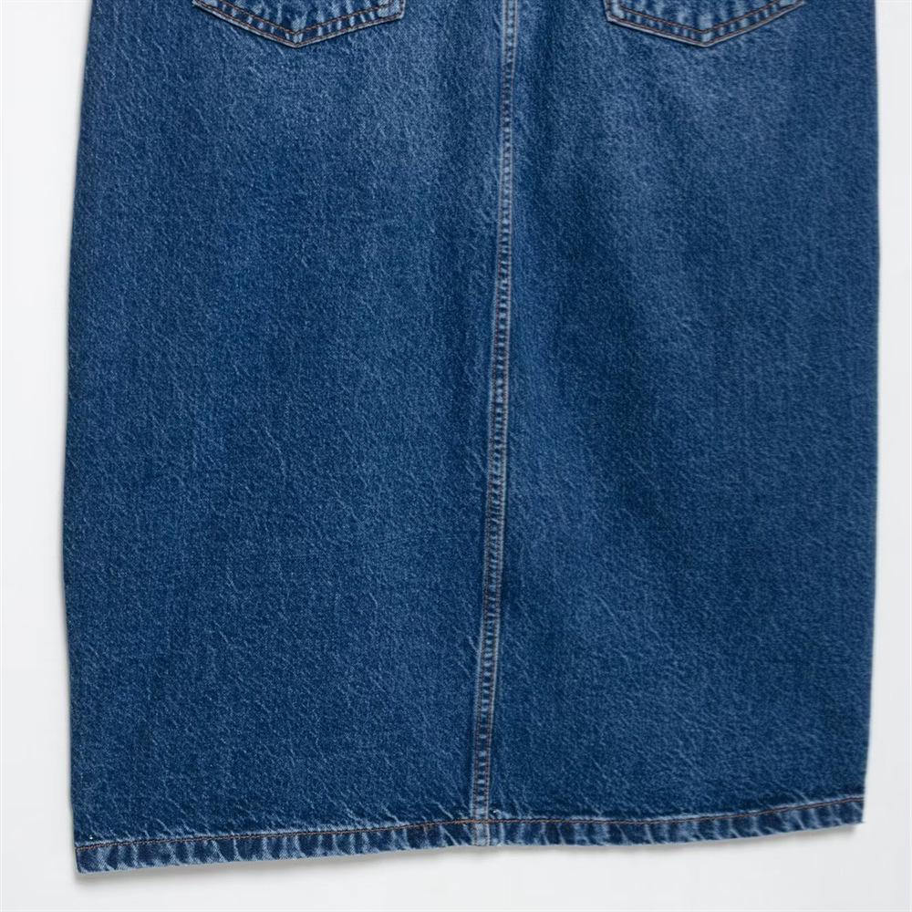 2025 Spring/Summer Women's Sleeveless Slim Fit Denim Dress with Turn-Down Collar