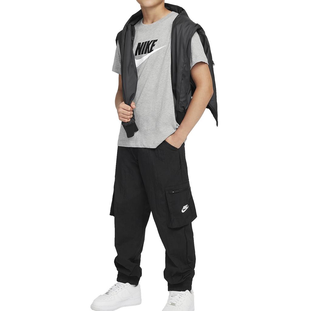 Nike Спортивная одежда Удобная Мягкая Дышащая Футболка с коротким рукавом Детские Топы Темно-серый Каменно-синий FZ5178-063