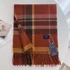 Chic Design Soft Warm Women Scarf Autumn Winter Classic British Imitation Cashmere Muffler Men Plaid Thermal Tassel Shawl Couple