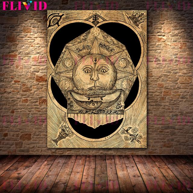 Правило элемента загадочного алхимика Ретро настенное искусство Холст Картина Небесное искусство во Вселенной