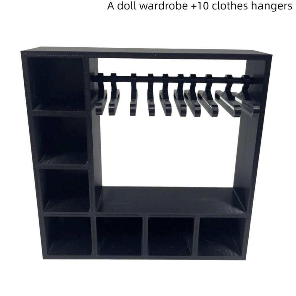 Large Capacity Doll Clothes Closet with 10 Hangers Doll Accessories Display Box  for Doll Clothes