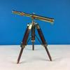 Handmade Traditional Telescope Brass Height 30 Cm with Wooden Stand Lens Lid Modern