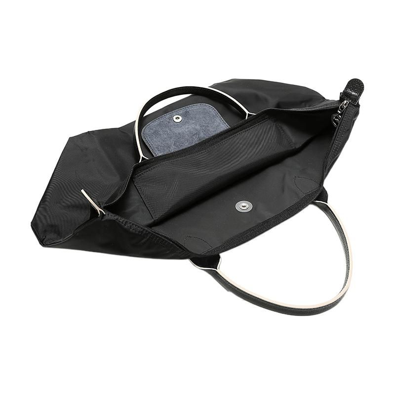 Longchamp Le Pliage 45 Складная тканевая дорожная сумка-тоут с короткими ручками Женская сумка-тоут Черная 1623619001