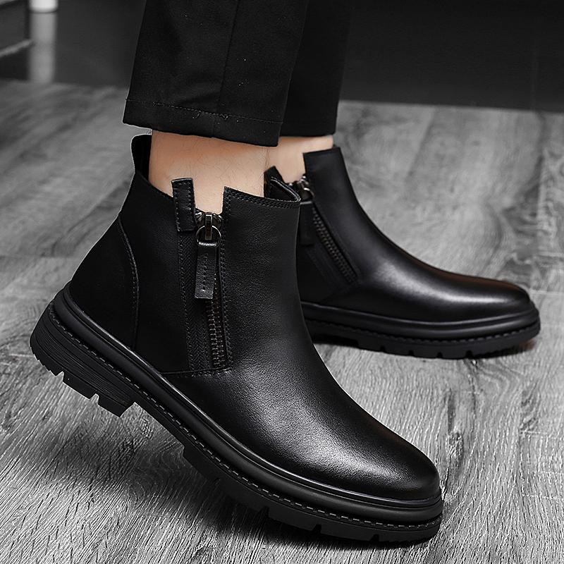 Модный бренд кожаная обувь дизайнер мужские ботинки ручной работы на молнии деловая обувь высокий верх повседневные удобные шерстяные кожаные кроссовки