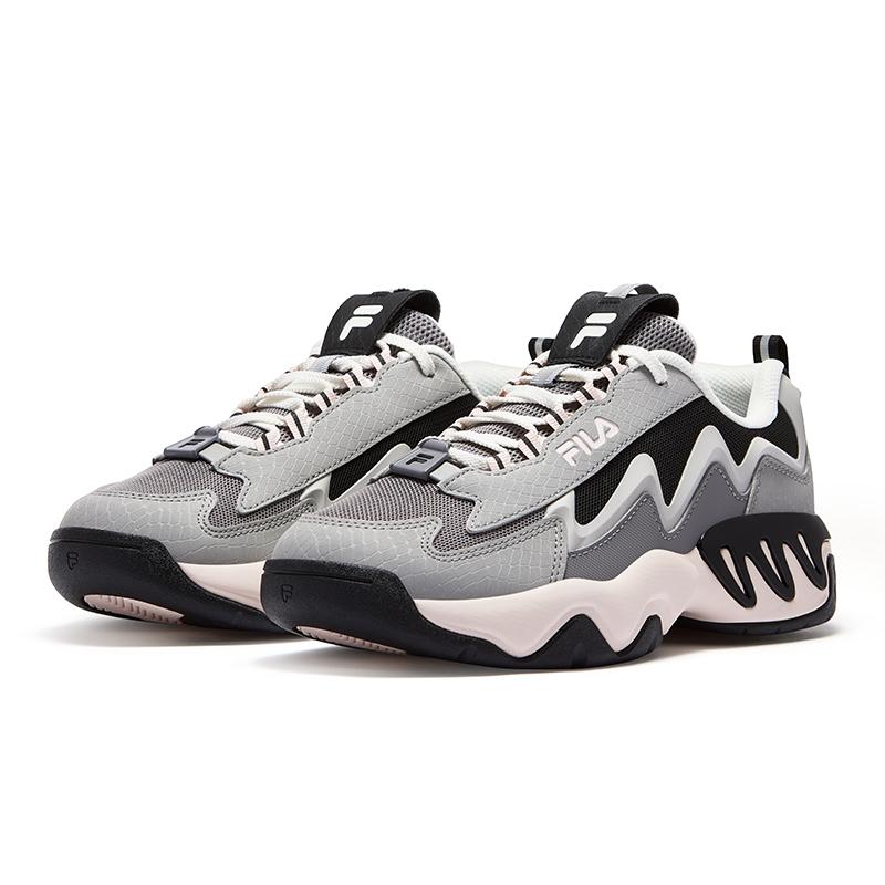 Fila Fusion Шокирующие Электрические Кроссовки Ретро Удобные Универсальные Баскетбольные Кроссовки Женская кроссовка Таинственно-Серый Черный T12W533201FFB