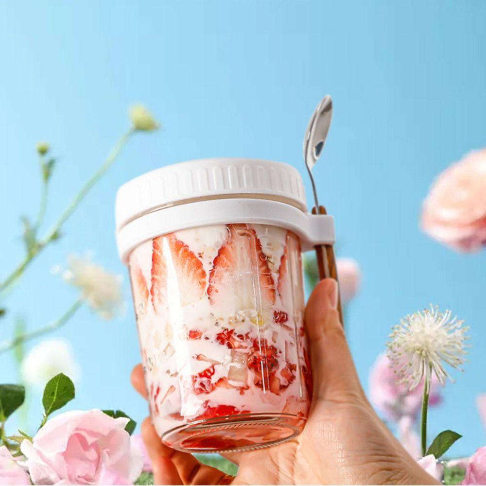 С крышками контейнеры для йогурта 16 унций банки для хранения хлопьев новые стаканчики для овсянки на ночь