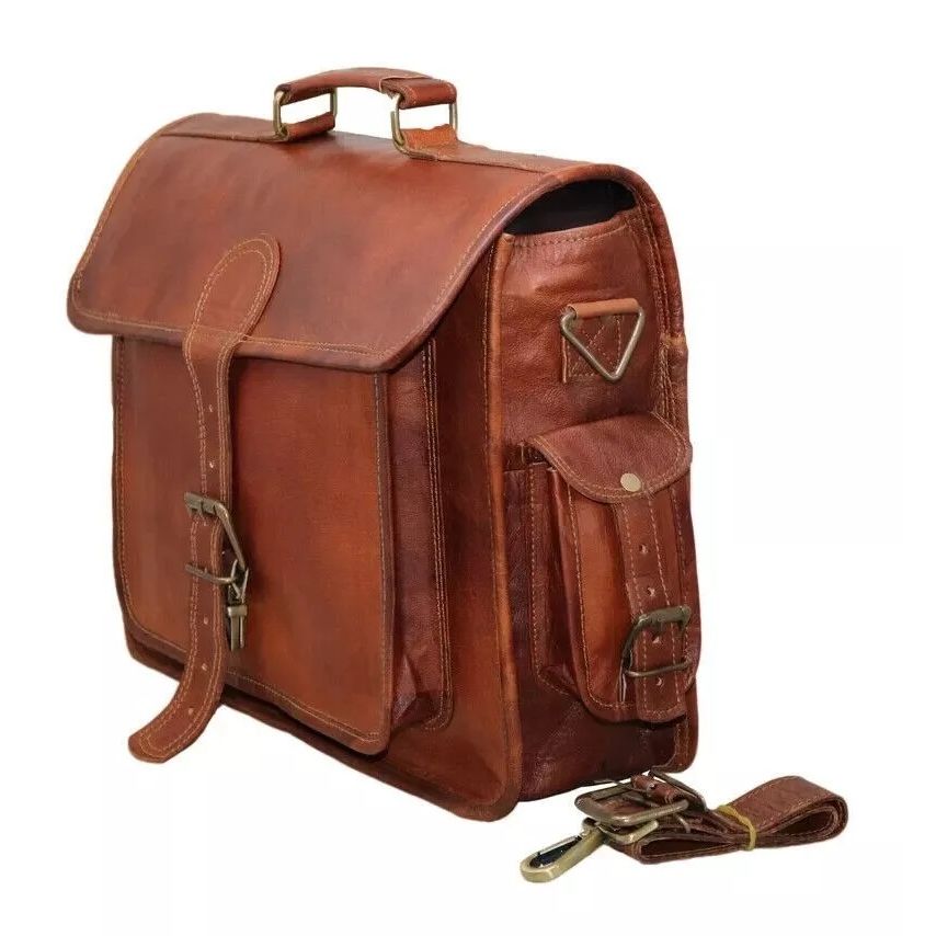 Портфель-портфель из винтажной кожи, сумка-мессенджер для ноутбука, коричневая сумка через плечо