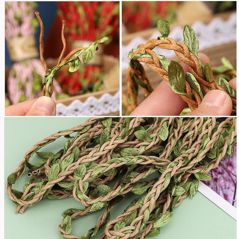 DIY Пеньковая веревка с веревкой-листьями Натуральная джутовая веревка Мешковина Лента DIY Поделки Винтажные Для дома Свадьбы Вечеринки Декор