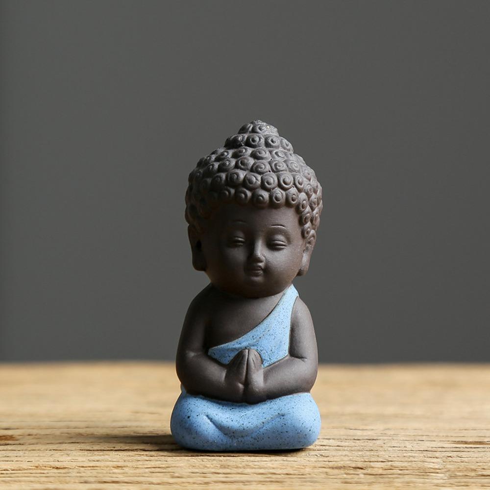 Chinese Style Buddha Statue Cute Sitting Statues Garden Accessories Mini Monk Figurines Tea Play