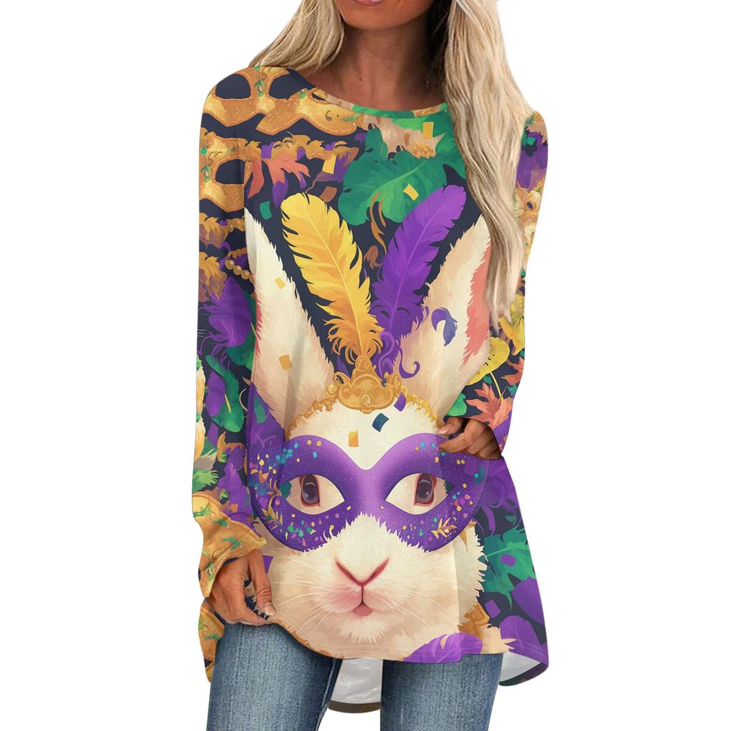 Женский модный пуловер с круглым вырезом, рукавами реглан и длинными рукавами, с карнавальным принтом, повседневный