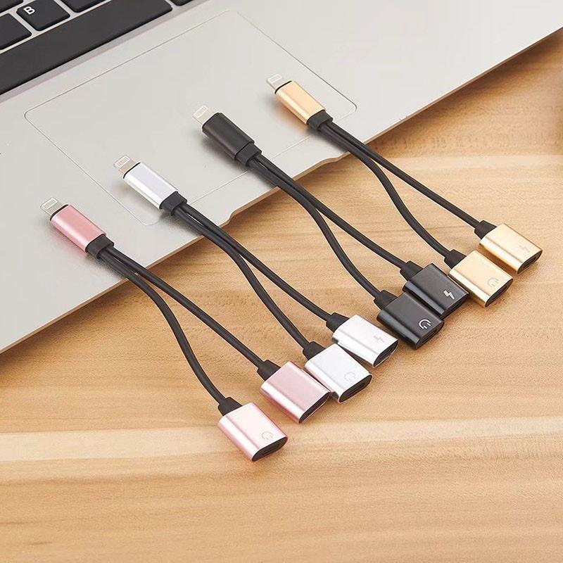 Адаптер 2 в 1 Lightning Двойной Зарядное устройство Аудио Разветвитель Сепаратор Кабель iPhone