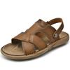 Удобные мужские тапочки двойного назначения, новые летние мужские кожаные сандалии для взрослых, мужская пляжная обувь на толстой подошве, нескользящая, с открытым носком, полускользящая