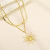 925 Silver Double Layer Sun Pendant Necklace for Women Trendy Bohemia Snake Bone Chain Necklace Party Jewelry Gifts