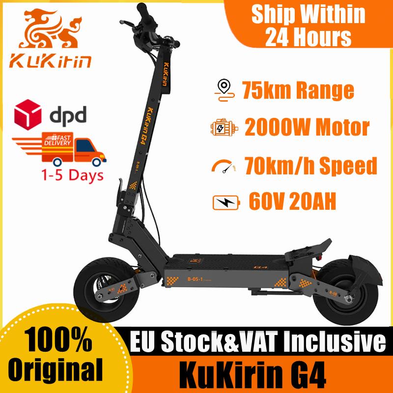 Склад в ЕС Электросамокат KuKirin G4 2000 Вт Мотор 60 В 20 Ач Аккумулятор 75 км Максимальный запас хода 70 км/ч Максимальная скорость 11" Внедорожные вакуумные шины