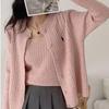 Women's Autumn Korean-Style Cable Knit Cardigan & Sweater Set