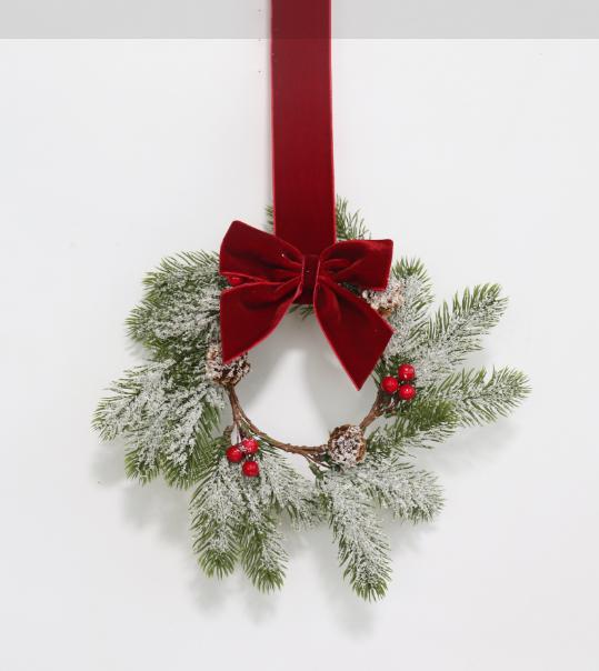 Рождественский венок для шкафов, кухни, 11 дюймов, подвесной маленький рождественский венок с красными бантами, кедровый бра