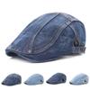 2023 Washed Denim Hats Spring Autumn Newsboy Beret Caps Irish Buckle Cabbie Hat Duckbill Visor Flat Cap for Men