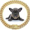 13mm Diamond-Studded Cuban Gold Chain Pet Necklace - Fashion Hip Hop Choker for Cats and Dogs