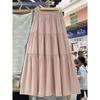 Женская юбка А-силуэта розового цвета, лето 2024 г. — нежный французский стиль, длинная и струящаяся