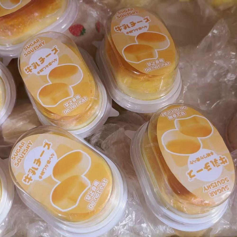 Portable Squishy Simulated Cheese Bread Squeeze Slow Rebound Soft Texture Squeeze Fidget Squishy Squeeze
