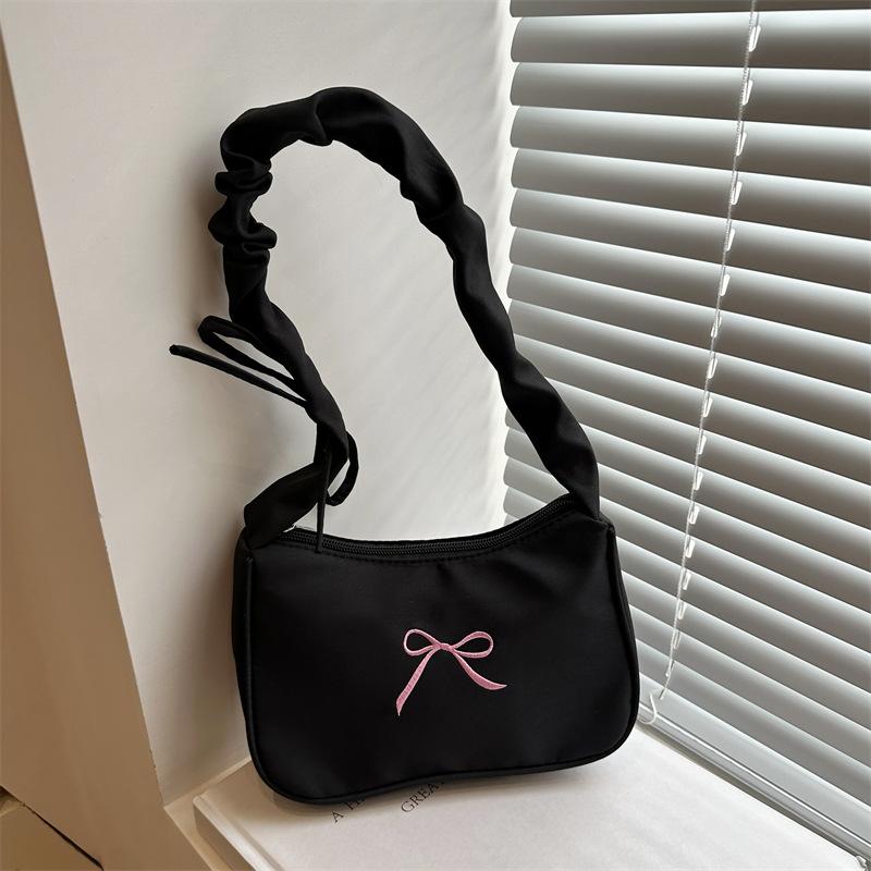 Летняя новая модная плиссированная сумка-тоут, повседневная популярная вышивка, бант, на плечо, подмышку, женская