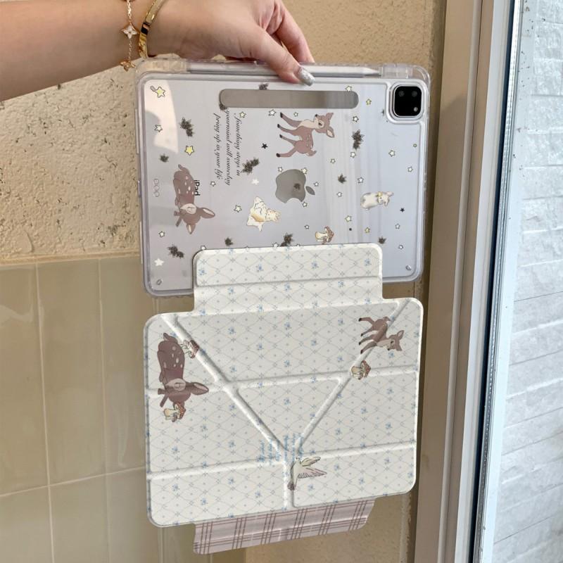 Cute Deer Tablet Case IPad Pro 13 Inch Air 7 Mini Side-Attach Detachable Cover With Stand Sleep Wake Function